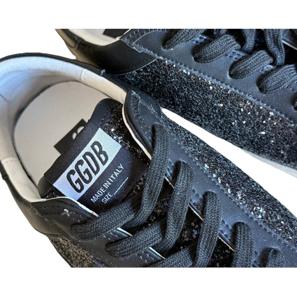Golden Goose Super Star Sneakers Size 39 8 Black Sequin Skateboard Shoes Glitter - Picture 8 of 11